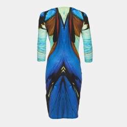 Pre Owned Roberto Cavalli Blue/Multicolor Printed Jersey Short Dress S