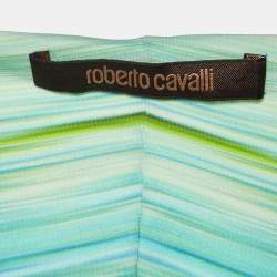 Pre Owned Roberto Cavalli Blue/Multicolor Printed Jersey Short Dress S