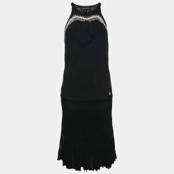 Pre Owned Roberto Cavalli Black Embellished Jersey Sleeveless Midi Dress M