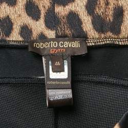 Pre Owned Roberto Cavalli Gym Black Leopard Print Jersey Track Pants L
