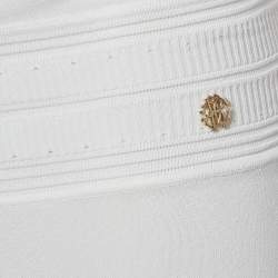 Pre Owned Roberto Cavalli White Pointelle Knit Cowl Neck Maxi Dress S