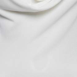 Pre Owned Roberto Cavalli White Pointelle Knit Cowl Neck Maxi Dress S