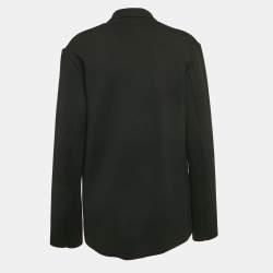 Pre Owned Roberto Cavalli Black Wool Knit Single Breasted Blazer M