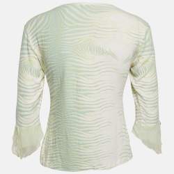 Pre Owned Roberto Cavalli Green Print Jersey T-Shirt M