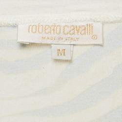 Pre Owned Roberto Cavalli Green Print Jersey T-Shirt M