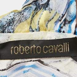 Pre Owned Roberto Cavalli Multicolor Printed Tie-Up Top and Skirt Set S