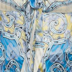 Pre Owned Roberto Cavalli Multicolor Printed Tie-Up Top and Skirt Set S