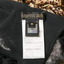 Pre Owned Roberto Cavalli Multicolor Reptile Print Fur Neck Tie-Up Maxi Dress M