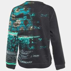 Pre Owned Roberto Cavalli Black Embroidered & Printed Cotton Sweatshirt M