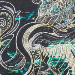 Pre Owned Roberto Cavalli Black Embroidered & Printed Cotton Sweatshirt M