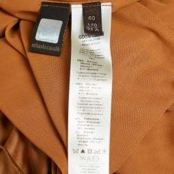 Pre Owned Roberto Cavalli Brown Jersey Brooches Detail Maxi Dress S