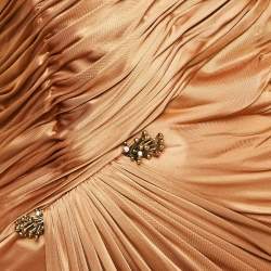 Pre Owned Roberto Cavalli Brown Jersey Brooches Detail Maxi Dress S