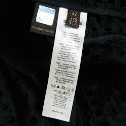 Pre Owned Roberto Cavalli Black Cutwork Cotton Button Front Blazer M