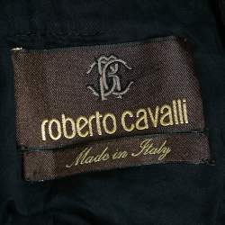 Pre Owned Roberto Cavalli Black Cutwork Cotton Button Front Blazer M