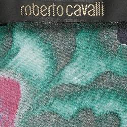 Pre Owned Roberto Cavalli Multicolor Printed Silk V-Neck Top M