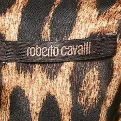 مملوكة مسبقًا Roberto Cavalli Multicolored Animal Print Brooch Detail Short Dress S