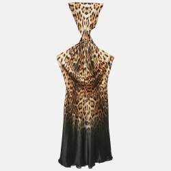 Pre Owned Roberto Cavalli Multicolored Animal Print Brooch Detail Short Dress S