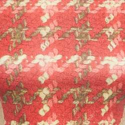 Pre Owned Roberto Cavalli Red/Beige Floral Print Modal Jersey High Neck Top XS