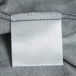 Pre Owned قميص روبيرتو كافالي ياقة عالية قماش جيرسي مودال بطبعة ليوبارد رمادي مقاس صغير (سمول)