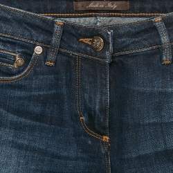 Roberto Cavalli Blue Denim Sequin Detail Pocket Wide Leg Jeans S Waist 27"