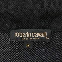 Pre Owned Roberto Cavalli Black Crinkled Crepe Tunic Top S