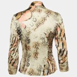 Pre Owned Roberto Cavalli Multicolor Printed Silk Shirt XS