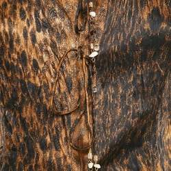Pre Owned Roberto Cavalli Brown Leopard Print Tie-Up Detail Blouse XS