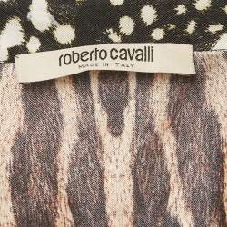 Pre Owned Roberto Cavalli Brown Leopard Print Silk Long Sleeve Shirt L