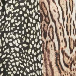 Pre Owned Roberto Cavalli Brown Leopard Print Silk Long Sleeve Shirt L