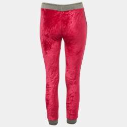 Pre Owned Roberto Cavalli Gym Pink Velvet Jogger Pants M