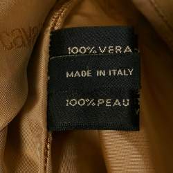 Pre Owned Roberto Cavalli Beige Leather Laser Cut-Work Detail Wide Leg Pants M