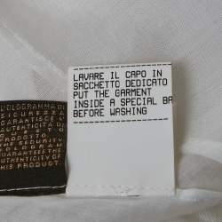 Pre Owned Roberto Cavalli Off-White Cambric Cotton Floral Lace Trimmed Blouse L