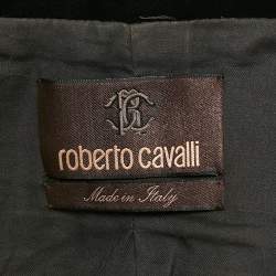 Pre Owned Roberto Cavalli Black Fur Trim Velvet Embroidered Jacket S