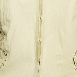 Pre Owned Roberto Cavalli Green Laser Cut Detail Leather Top and Pants Set M