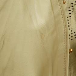 Pre Owned Roberto Cavalli Green Laser Cut Detail Leather Top and Pants Set M