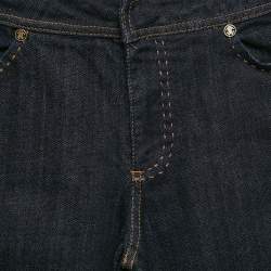 Pre Owned Roberto Cavalli Navy Blue Denim Embroidered Straight Leg Jeans S Waist 25"