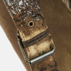 Pre Owned Roberto Cavalli Khaki Suede and Fox Fur Jacket S