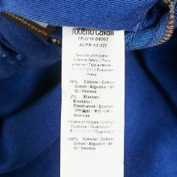 Pre Owned Roberto Cavalli Navy Blue Embroidered Denim Jeans S Waist 26"