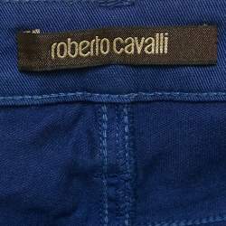 Pre Owned Roberto Cavalli Navy Blue Embroidered Denim Jeans S Waist 26"
