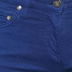 Pre Owned Roberto Cavalli Navy Blue Embroidered Denim Jeans S Waist 26"