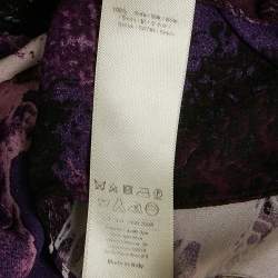 Pre Owned Roberto Cavalli Purple/Multicolor Printed Lace Trim Detail Top S