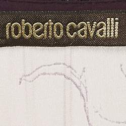 Pre Owned Roberto Cavalli Purple/Multicolor Printed Lace Trim Detail Top S