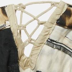 Pre Owned Roberto Cavalli Brown Leopard Print Denim Jeans S Waist 28"