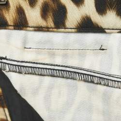 Pre Owned Roberto Cavalli Brown Leopard Print Denim Jeans S Waist 28"