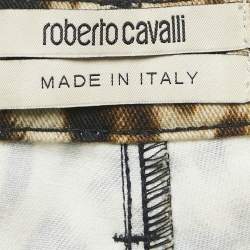 Pre Owned Roberto Cavalli Brown Leopard Print Denim Jeans S Waist 28"
