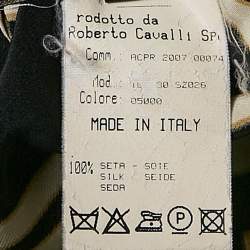 Pre Owned Roberto Cavalli Black Printed Satin Silk Long Sleeve Shirt M