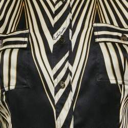 Pre Owned Roberto Cavalli Black Printed Satin Silk Long Sleeve Shirt M
