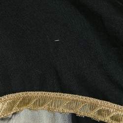 مملوكة مسبقًا Roberto Cavalli Black/Multicolor Sheer Silk Trimmed Button Front Blouse L