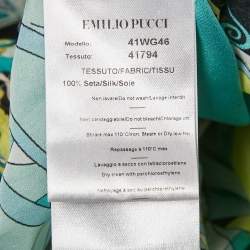 Pre Owned Roberto Cavalli Blue/Yellow Printed Silk Mini Dress S