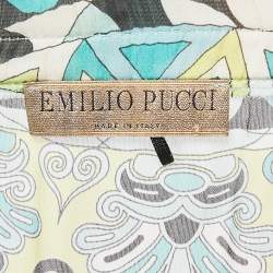 Pre Owned Roberto Cavalli Blue/Yellow Printed Silk Mini Dress S